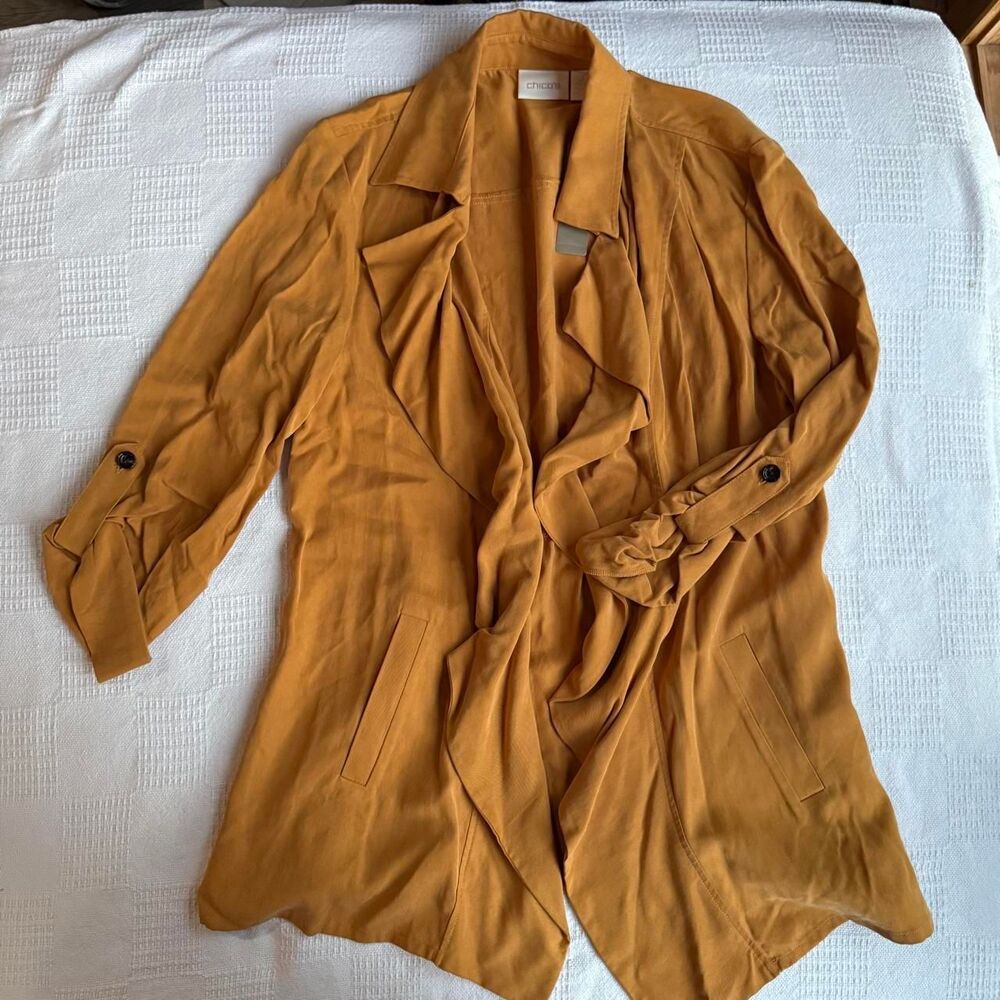 Chico's mustard open blazer jacket in Chico size 2 (US Women’s Size L/size 12)